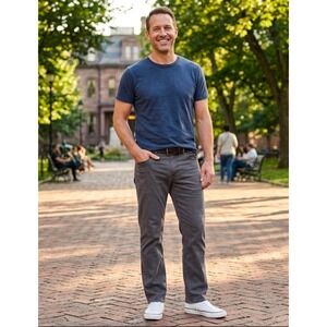 English Laundry Mens 40x32 Straight Leg Pants Gray Cotton Stretch Casual 1529173